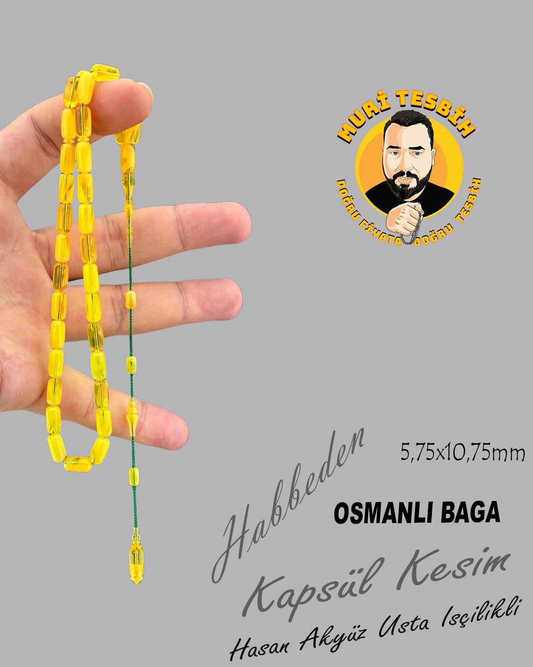 Kapsül Kesim Eski Tesbih (5,75x10,75mm)