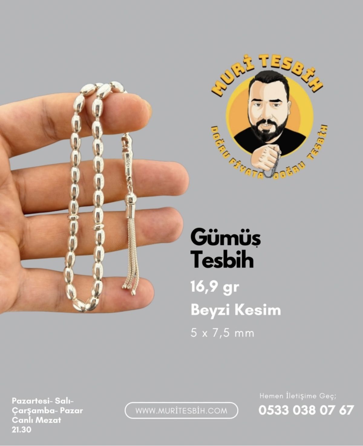 16,9 Gr Gümüş Tesbih