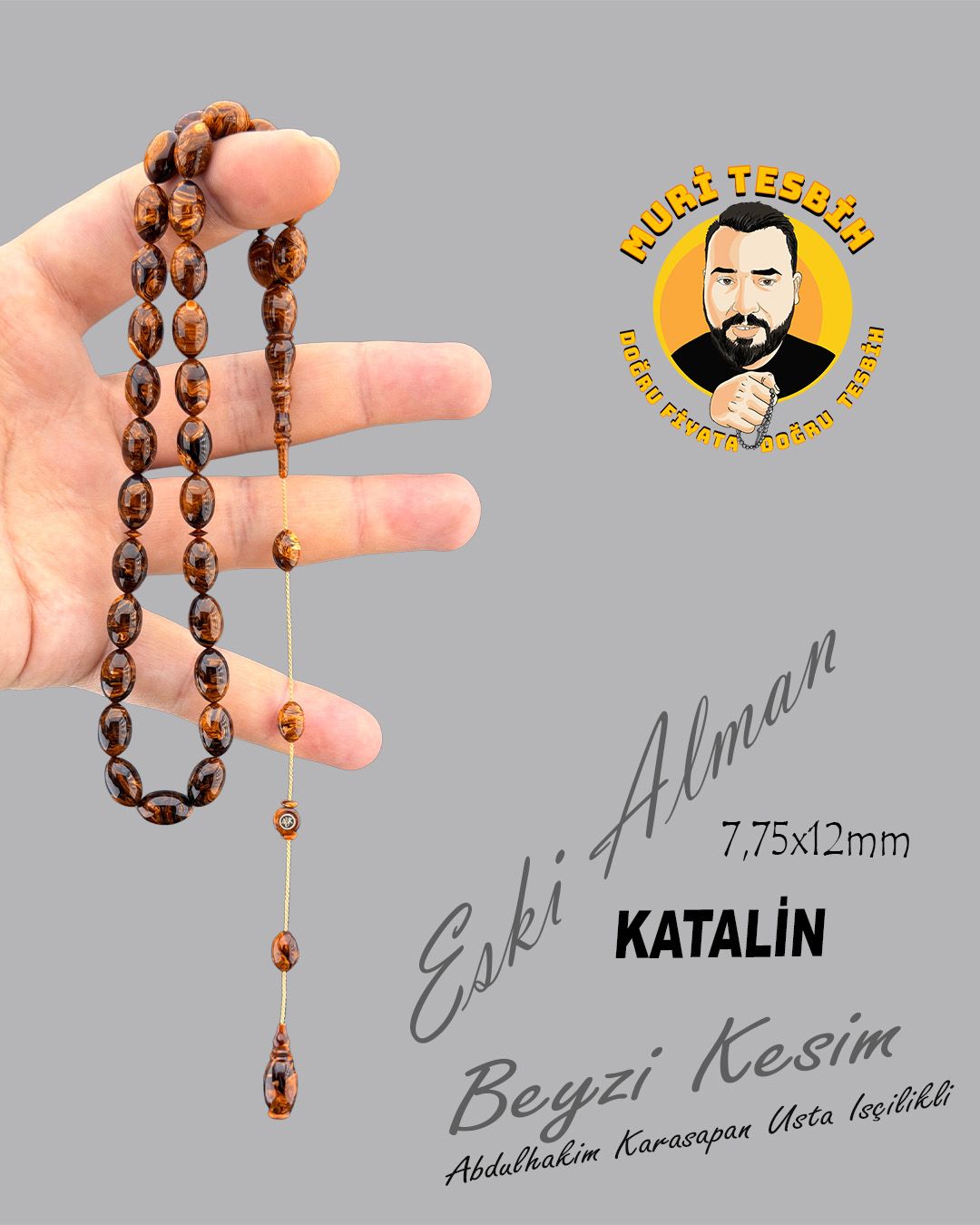 Alman Katalin Beyzi Kesim Tesbih (7,75x12mm)