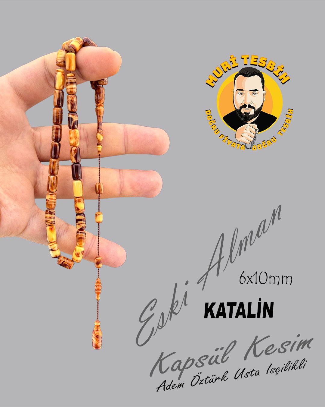 Alman Katalin Kapsül Kesim Eski Tesbih (6x10mm)