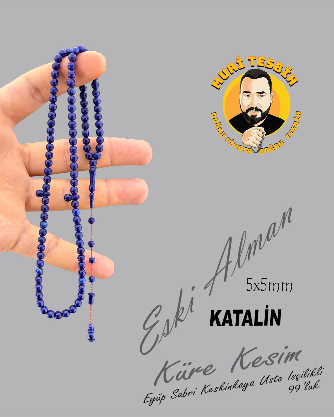 Alman Katalin Küre Kesim Tesbih (5x5mm)