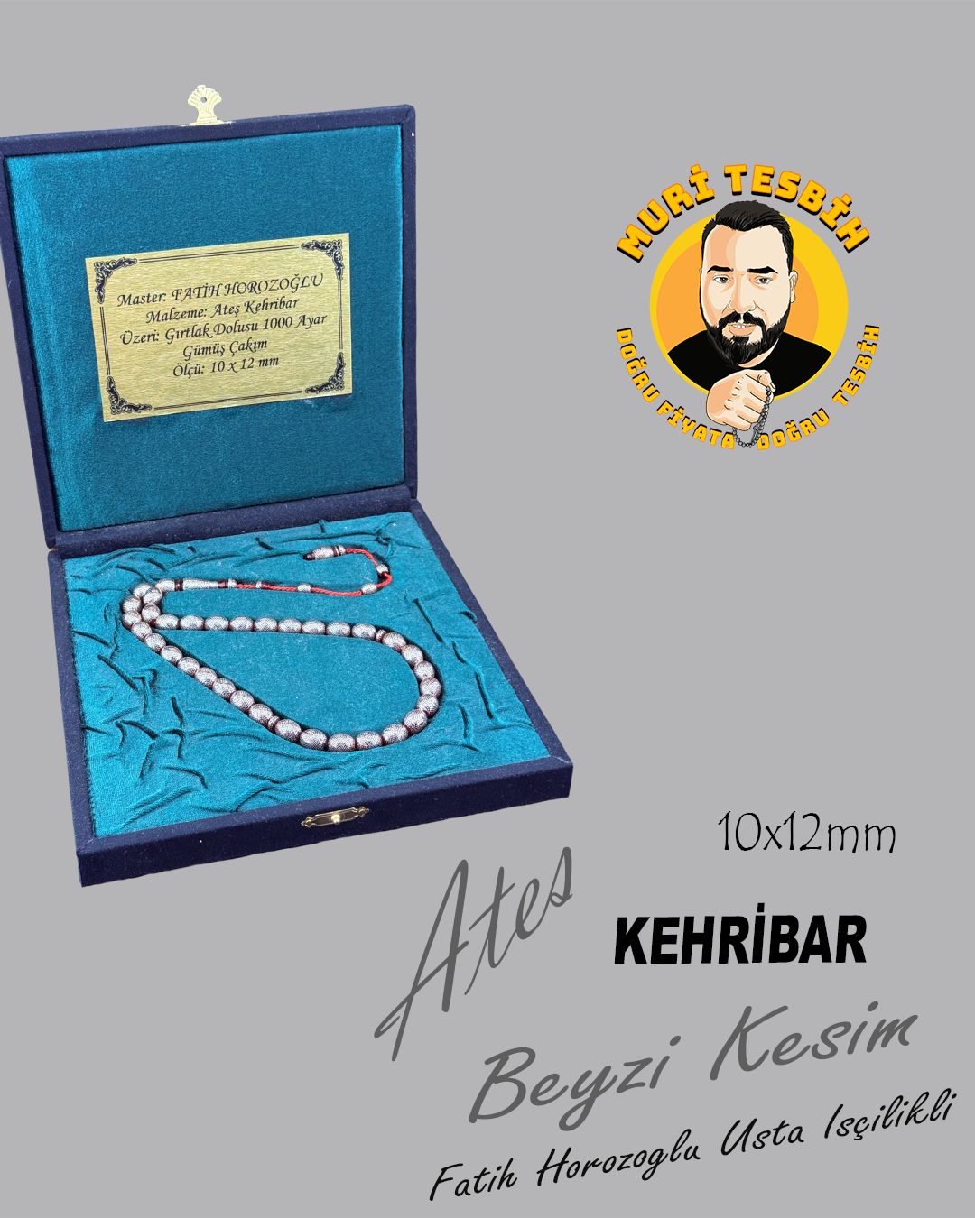 Kehribar Beyzi Kesim Tesbih (10x12mm)