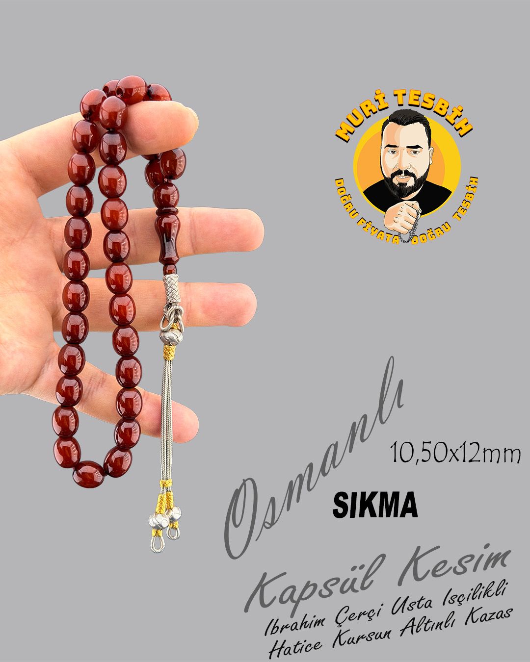 Kapsül Kesim Eski Tesbih (10,50x12mm)