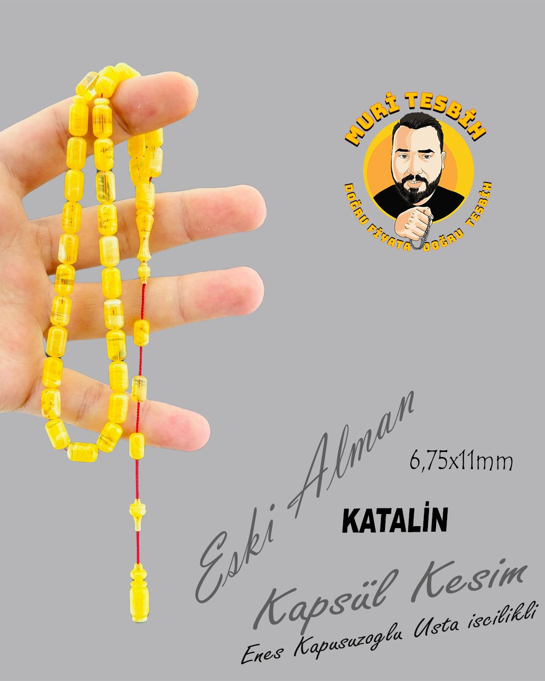 Alman Katalin Kapsül Kesim Eski Tesbih (6,75x11mm)