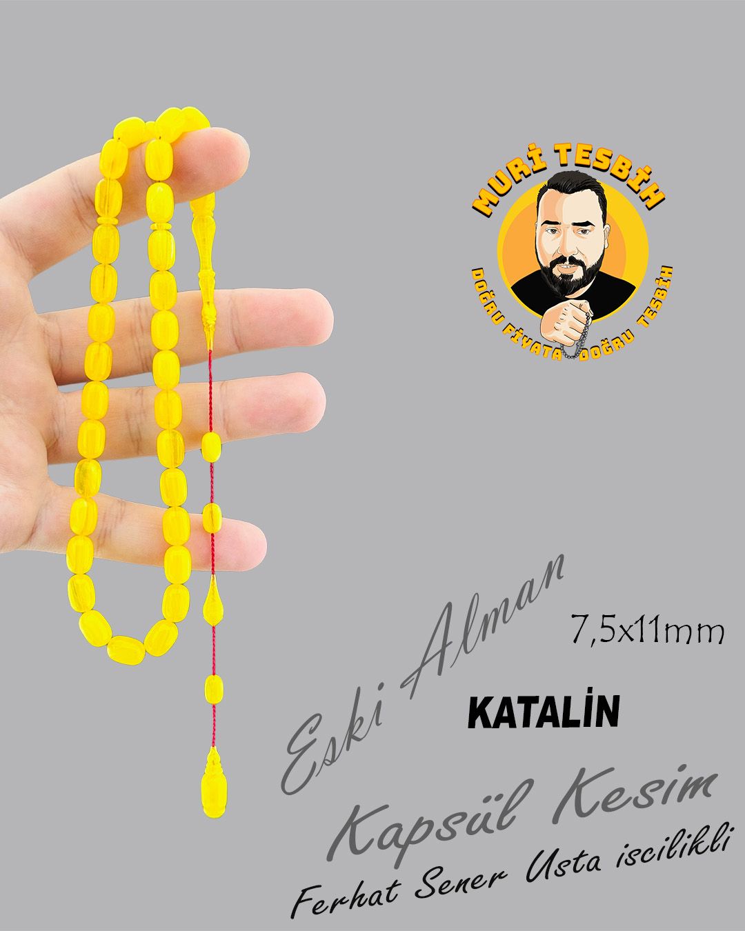 Alman Katalin Kapsül Kesim Eski Tesbih (7,50x11mm)