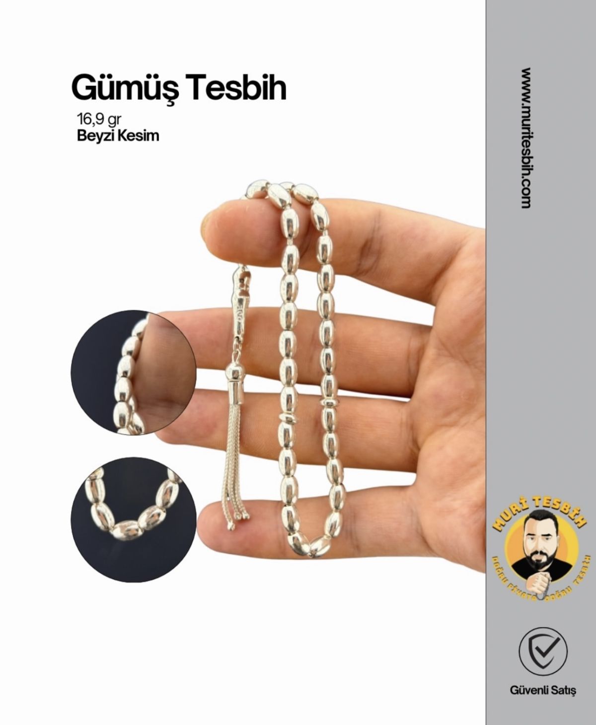 16,9 Gr Gümüş Tesbih