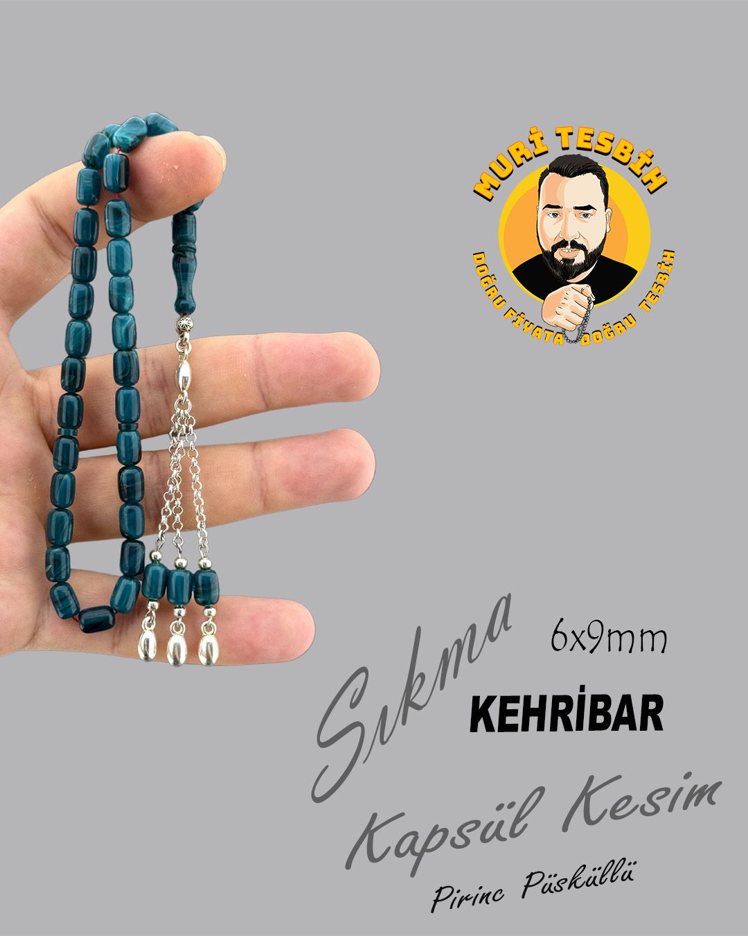 Pirinç Püsküllü Sıkma Kehribar