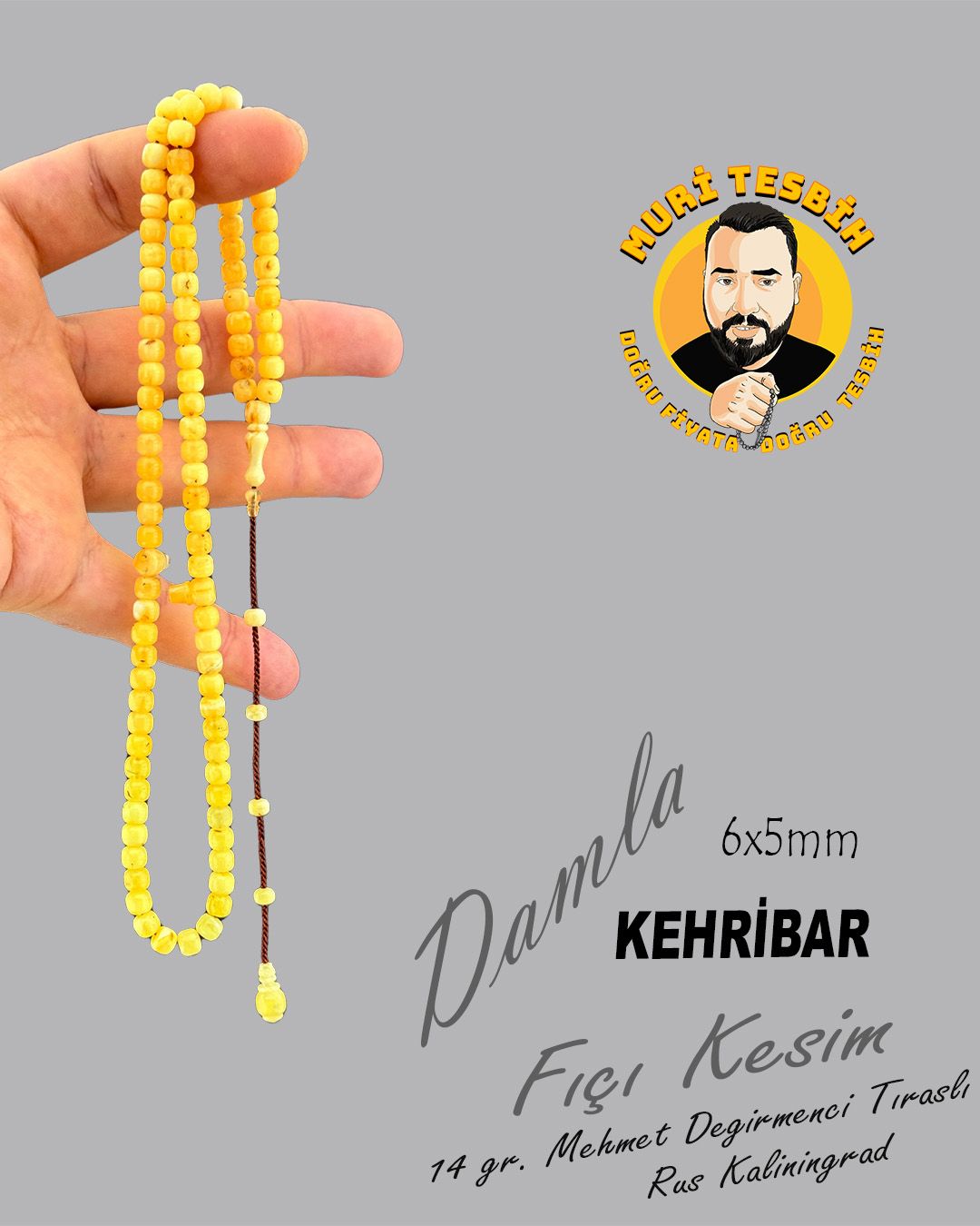 Damla Kesim Tesbih (6x5mm)