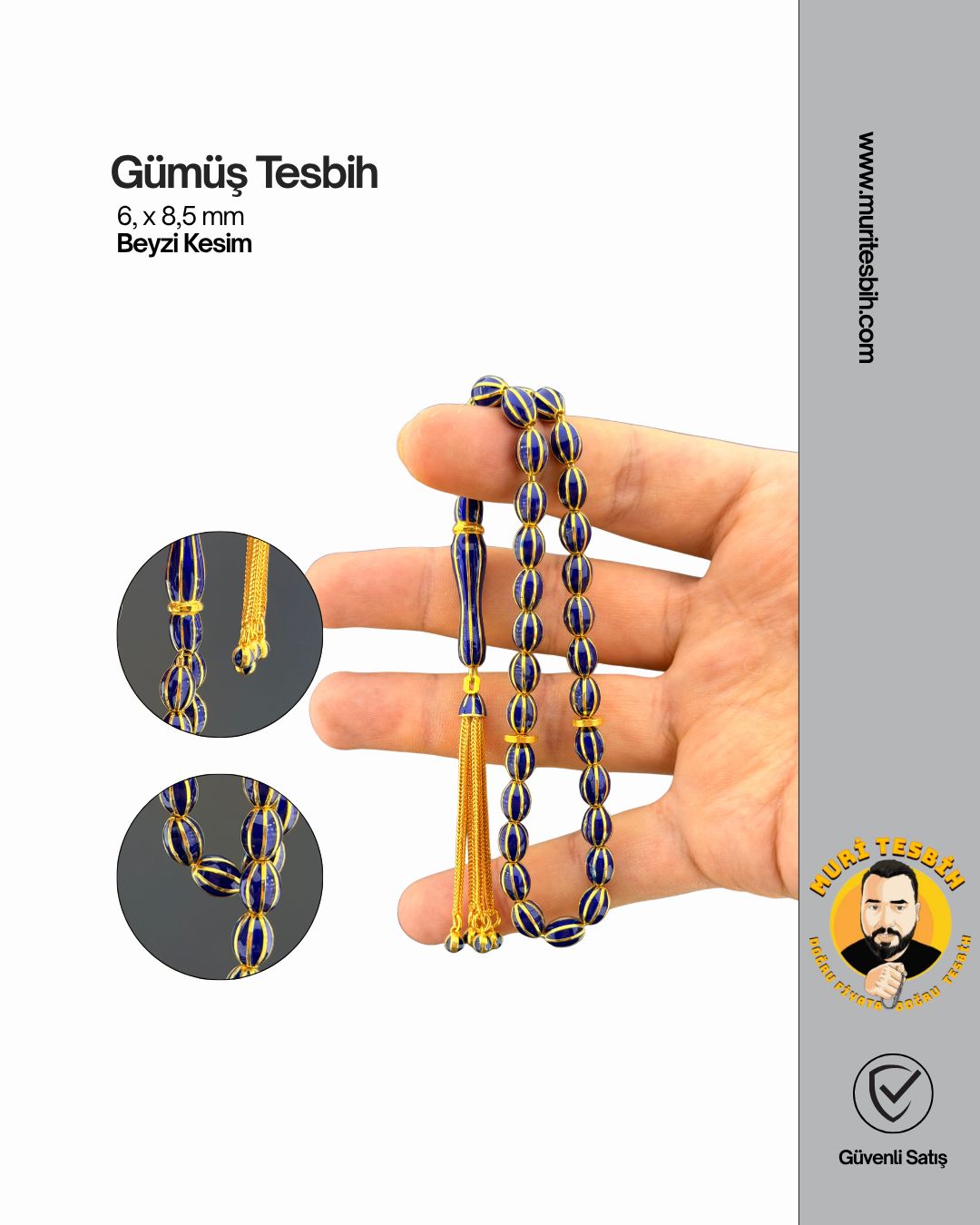 38,8 Gr Özel Tasarım Gümüş Tesbih