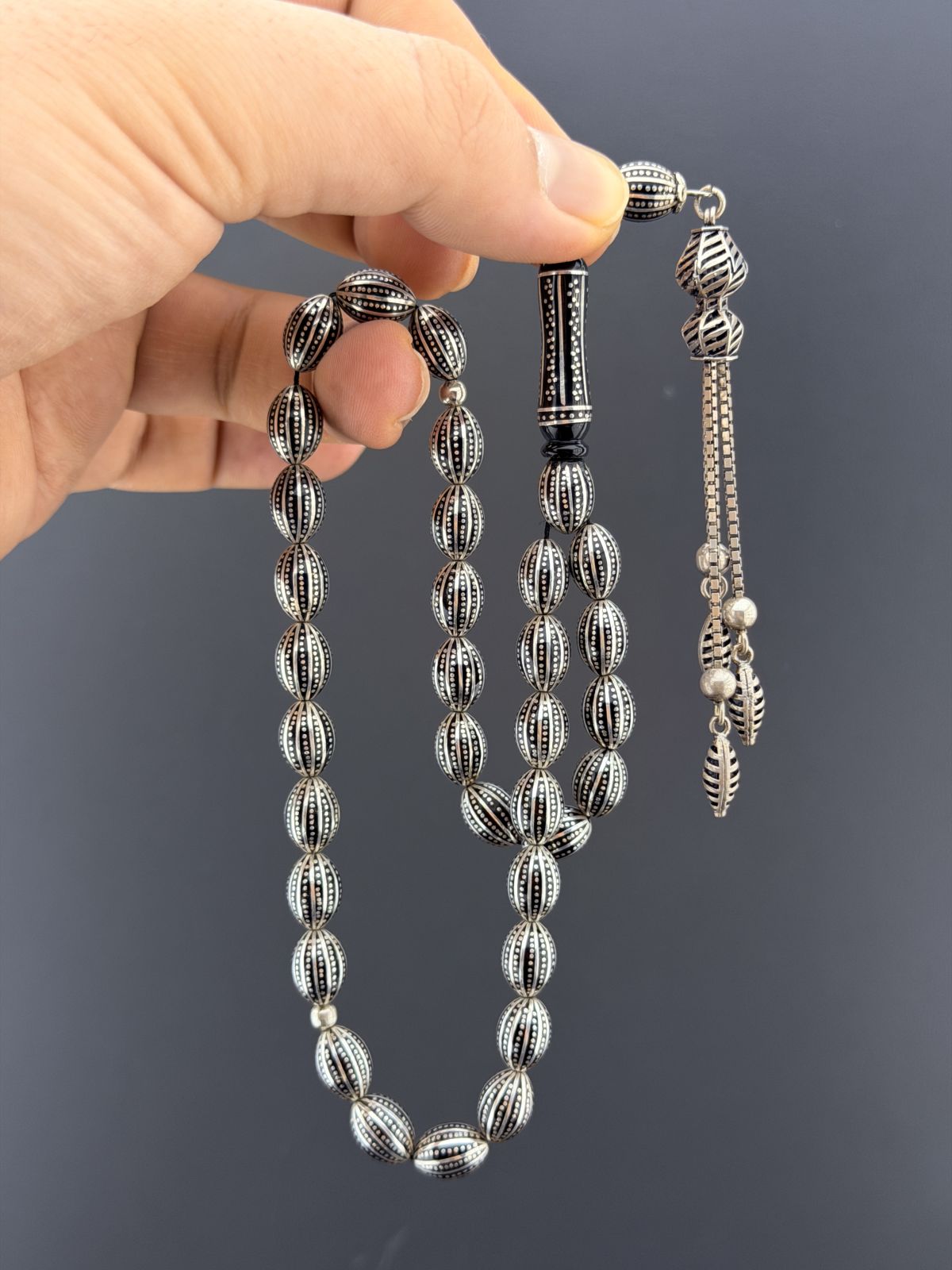 Oltu Taşı Beyzi Kesim Tesbih (8x11mm)