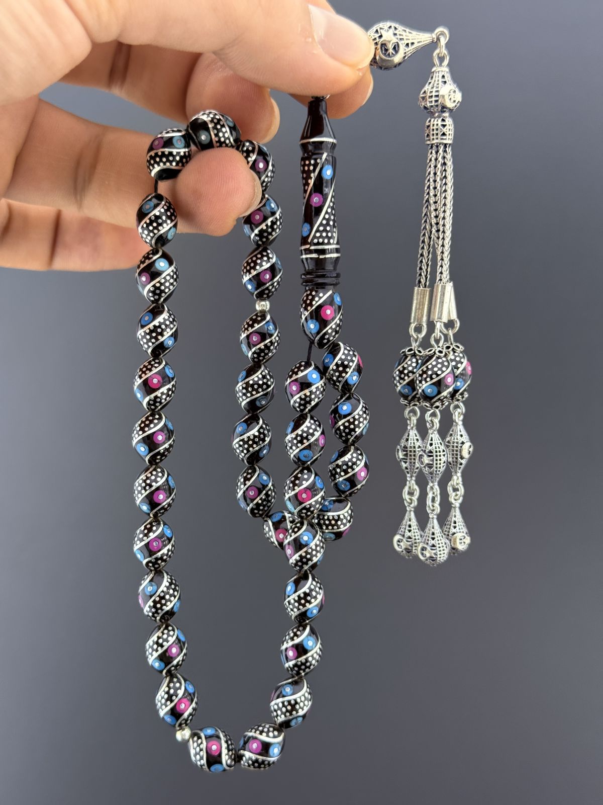 Oltu Taşı Beyzi Kesim Tesbih (9x11,5mm)