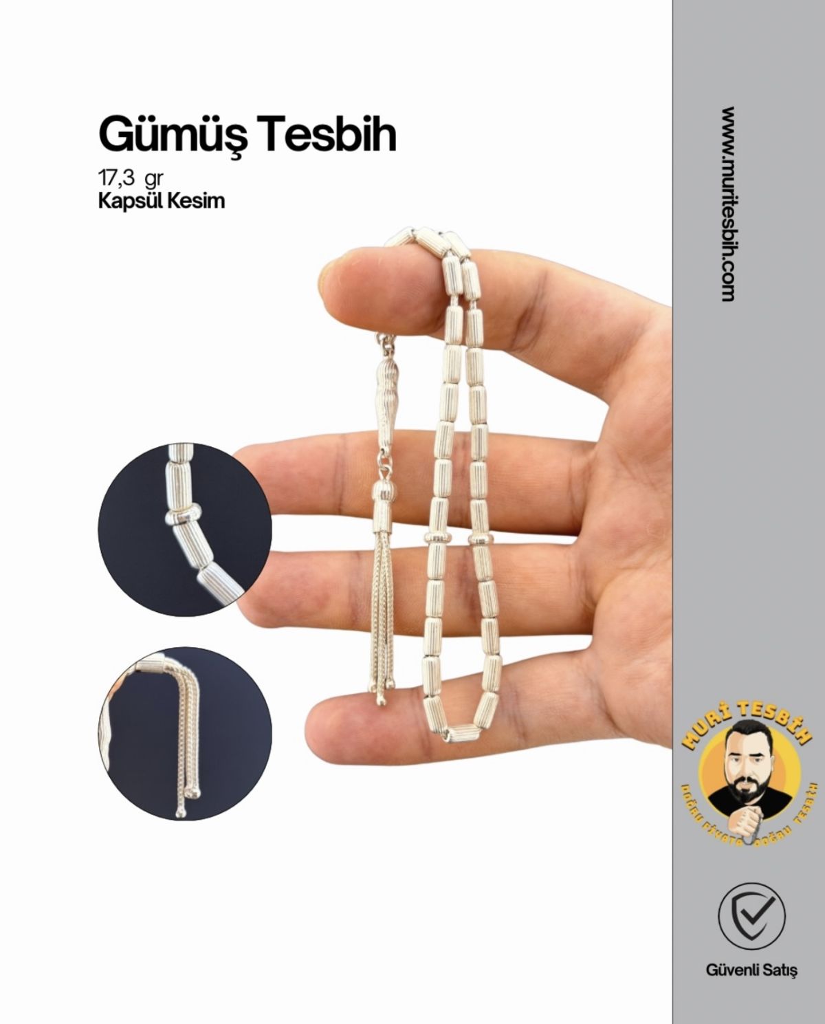 17,3 Gr Gümüş Tesbih