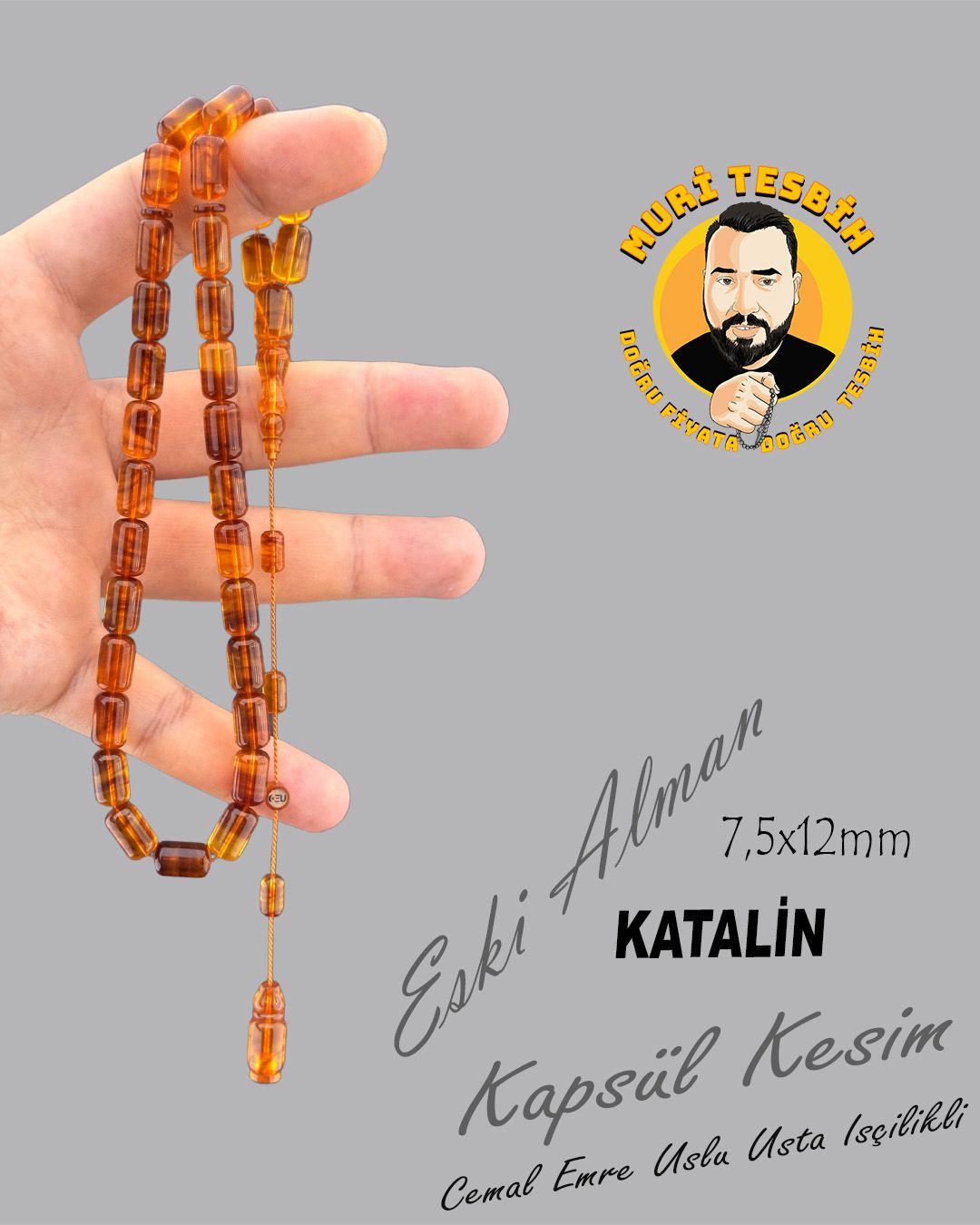 Alman Katalin Kapsül Kesim Tesbih (7,50x12mm)
