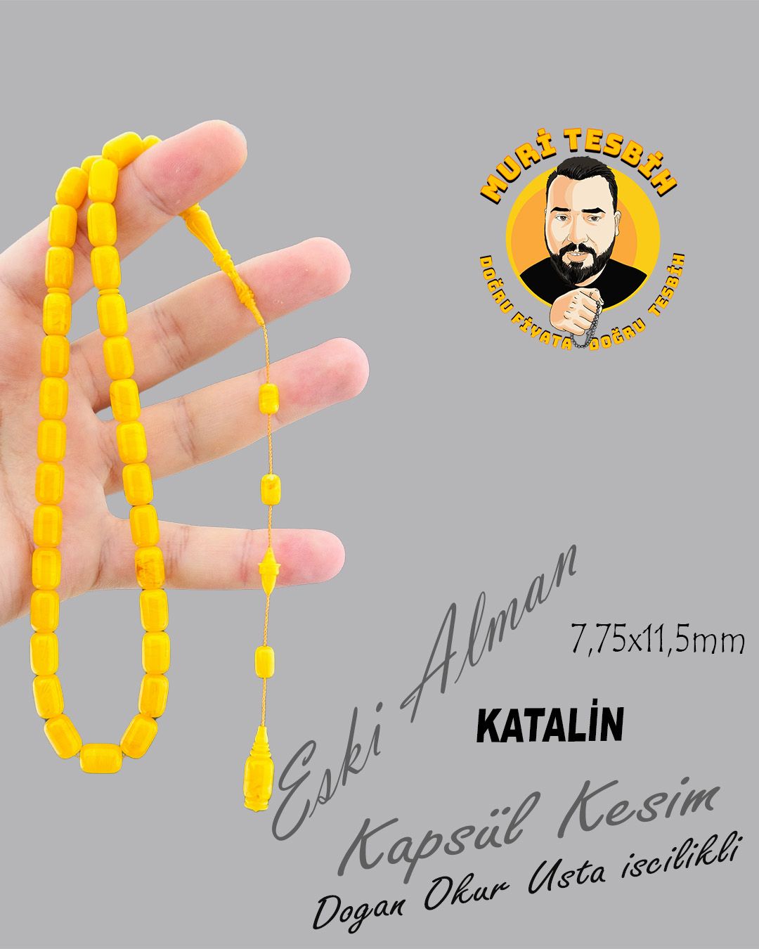 Miskevi Kapsül Kesim Eski Tesbih (7,75x11,50mm)