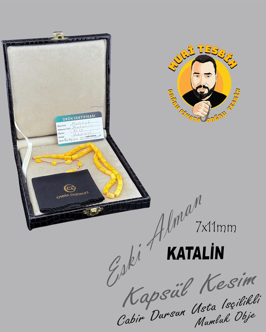 Alman Katalin Kapsül Kesim Eski Tesbih (7x11mm)