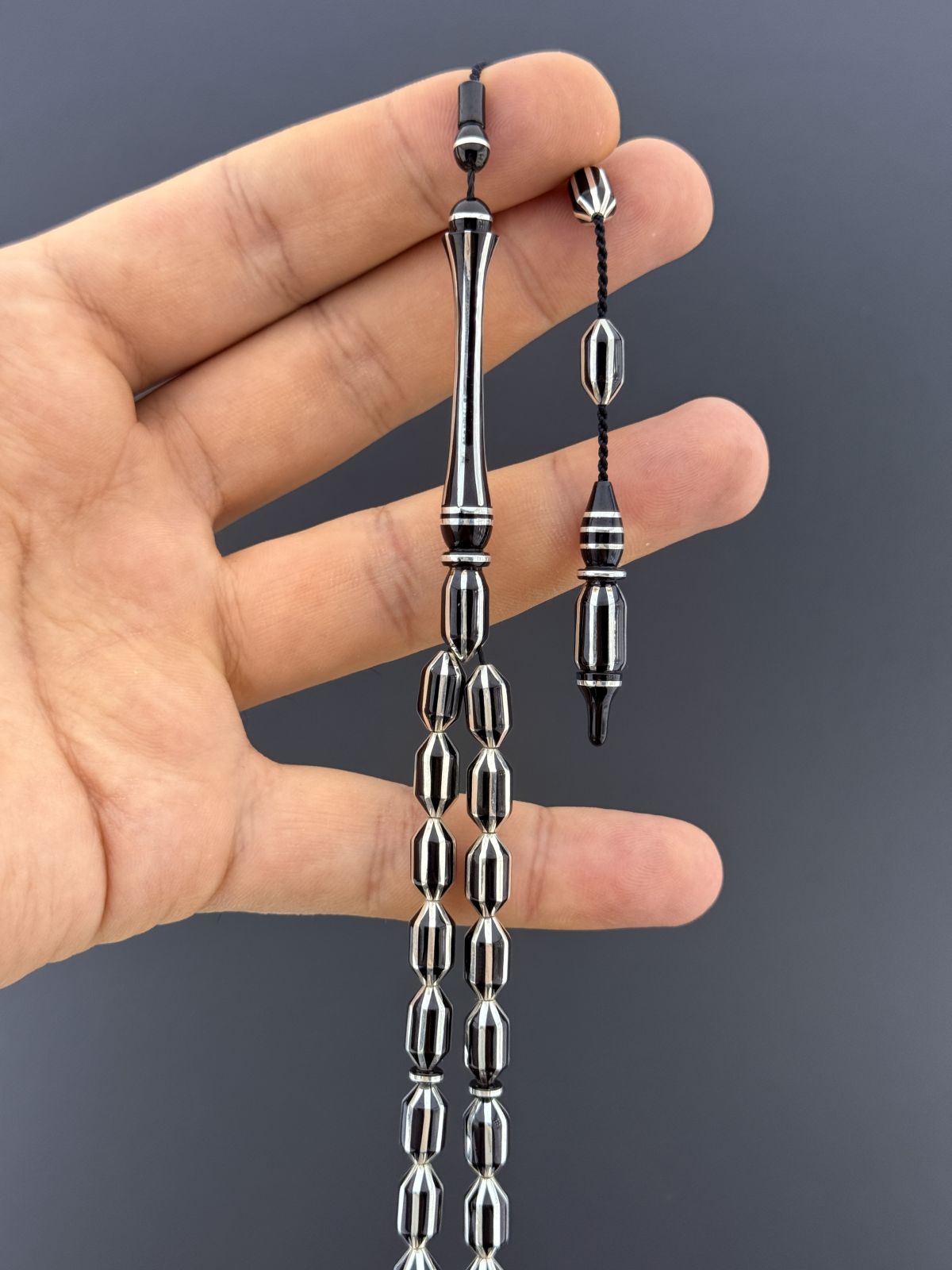 Oltu Taşı Kapsül Kesim Tesbih (6x11mm)