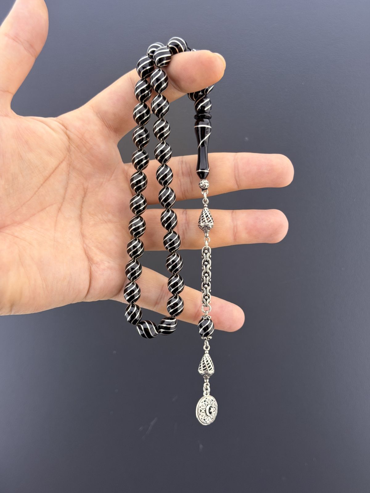 Oltu Taşı Beyzi Kesim Tesbih (8,75x11mm)