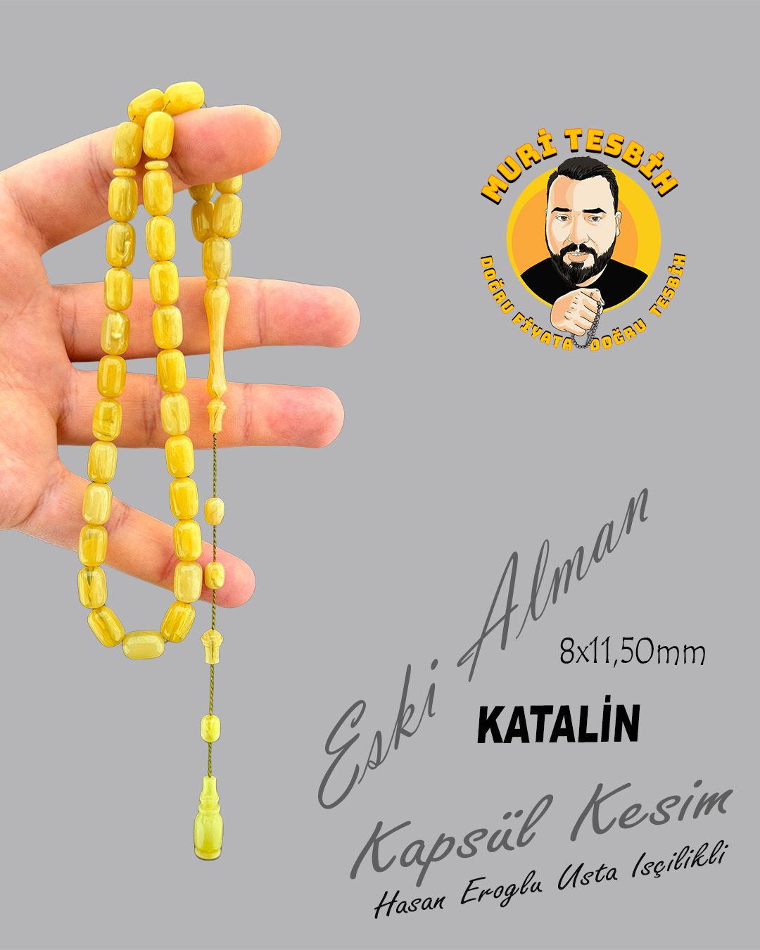 Alman Katalin Kapsül Kesim Tesbih (8x11,50mm)