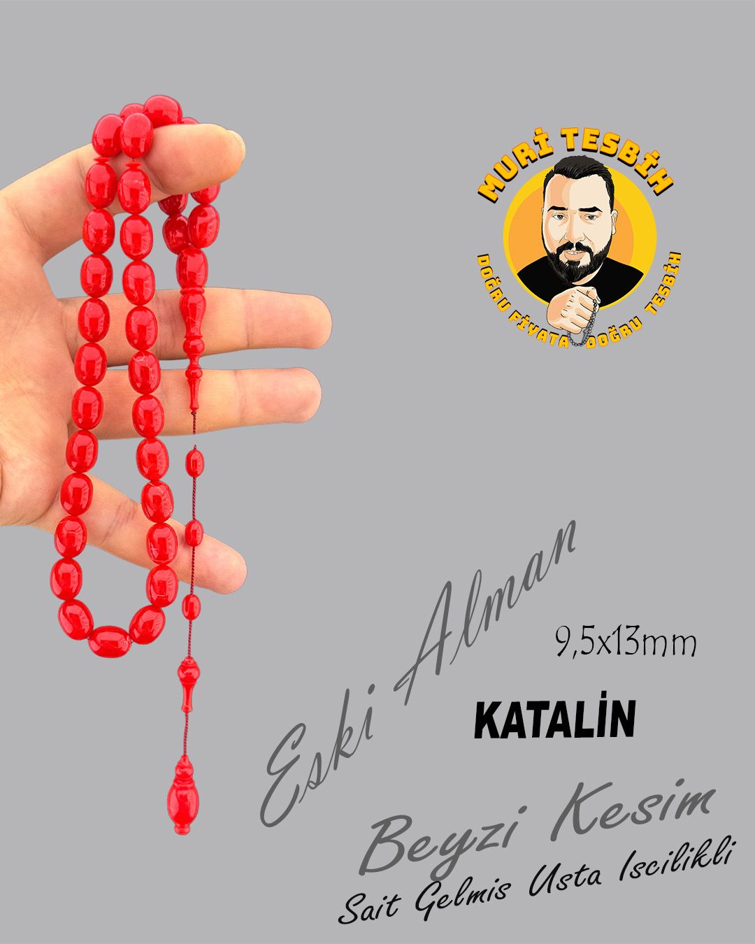 Alman Katalin Beyzi Kesim Tesbih (9,50x13mm)