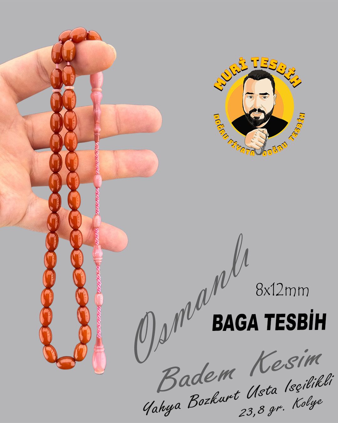Badem Kesim Eski Tesbih (8x12mm)