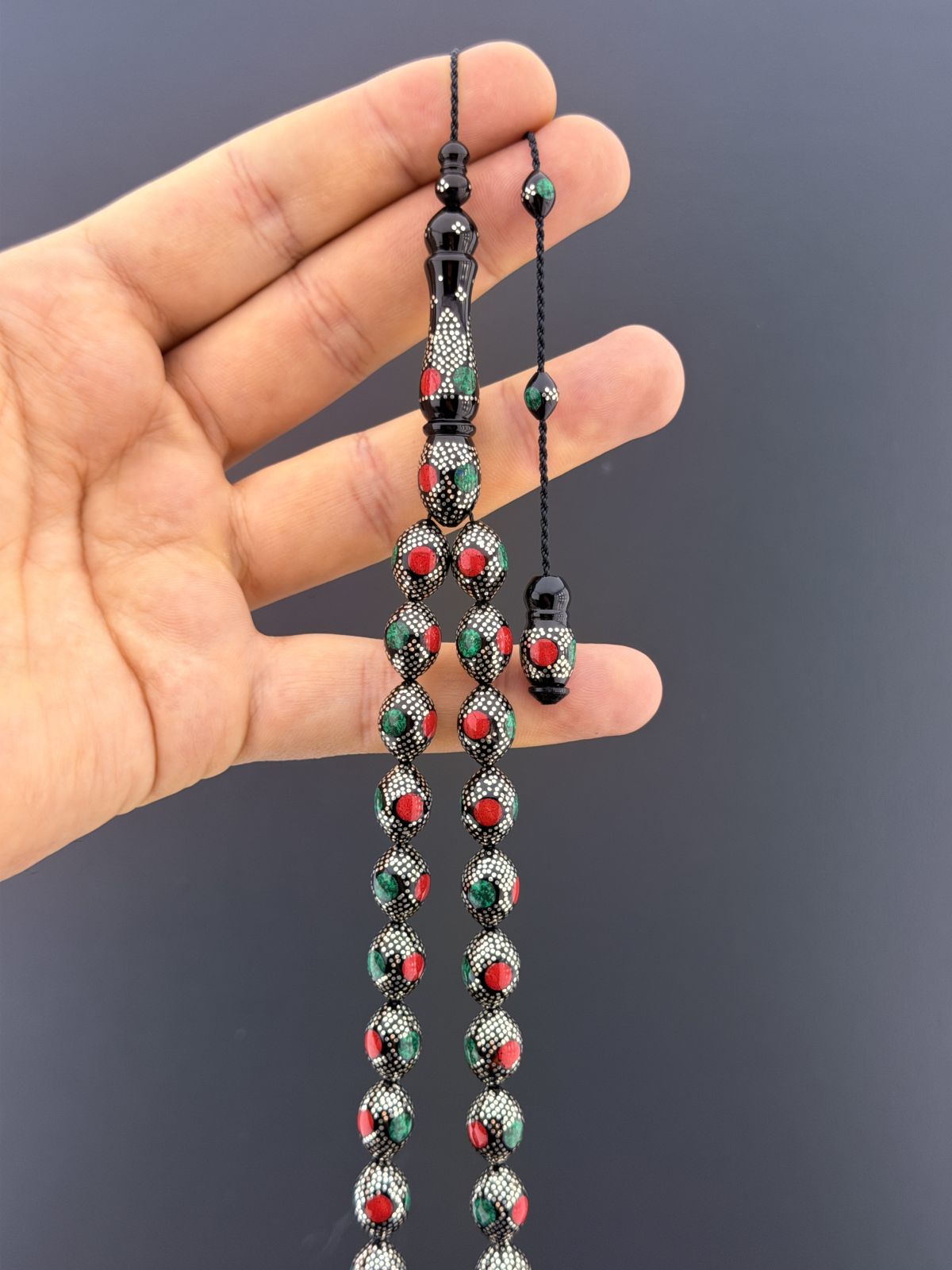 Gümüş Beyzi Kesim Tesbih (9,50x13mm)