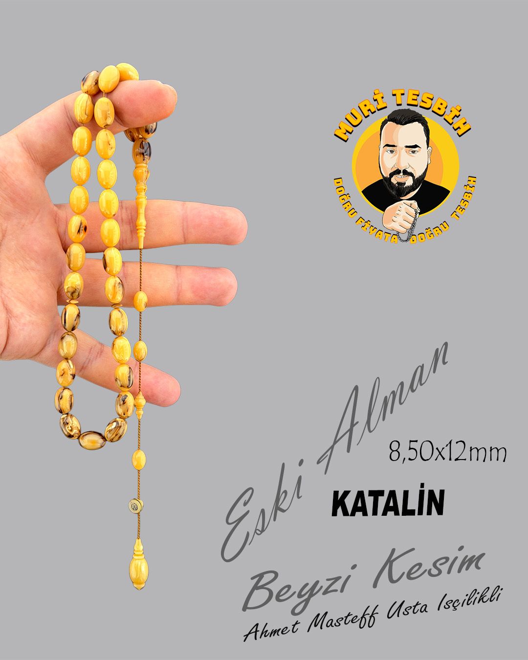 Alman Katalin Beyzi Kesim Tesbih (8,50x12mm)
