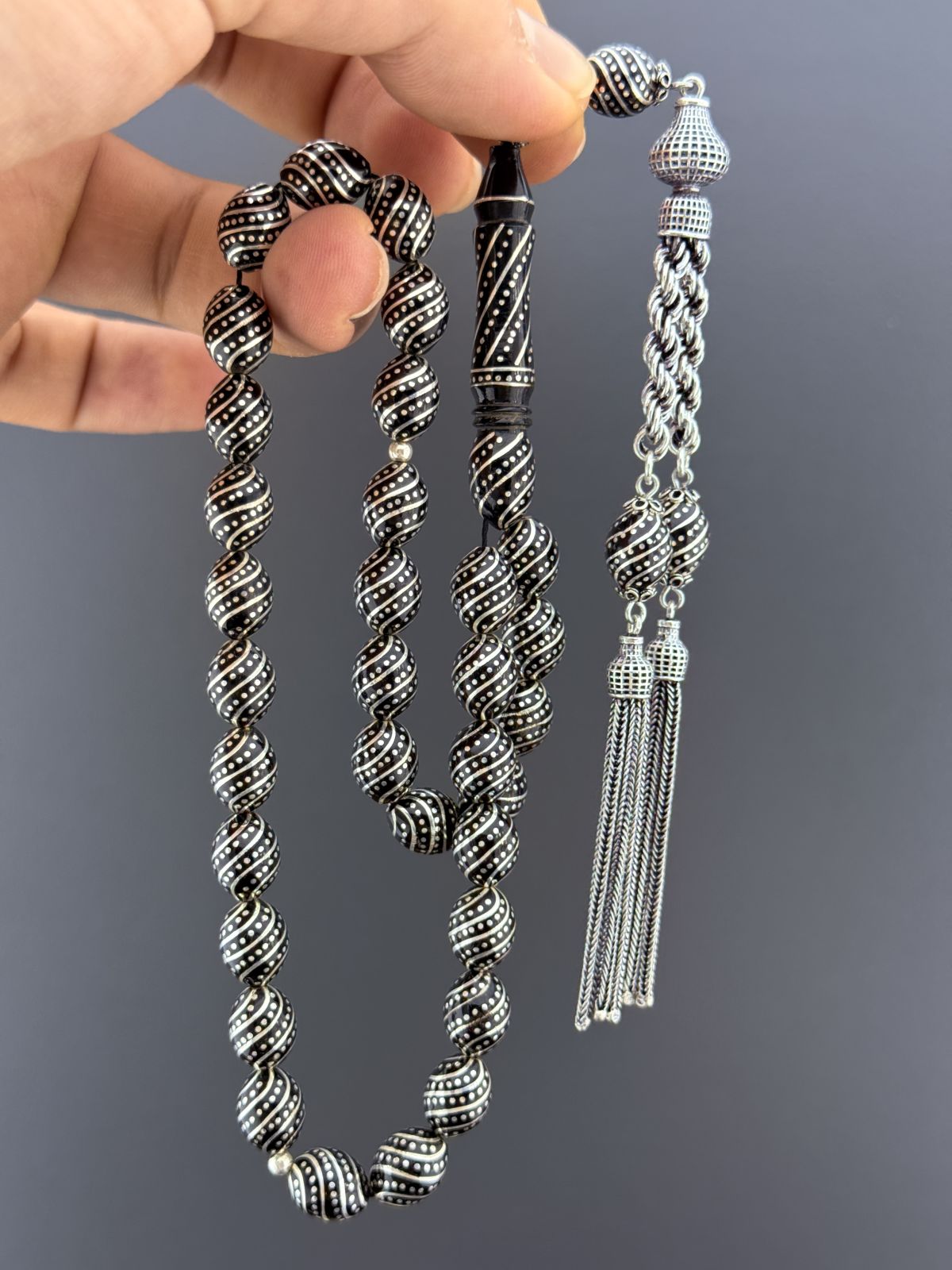 Oltu Taşı Beyzi Kesim Tesbih (8,5x11,5mm)