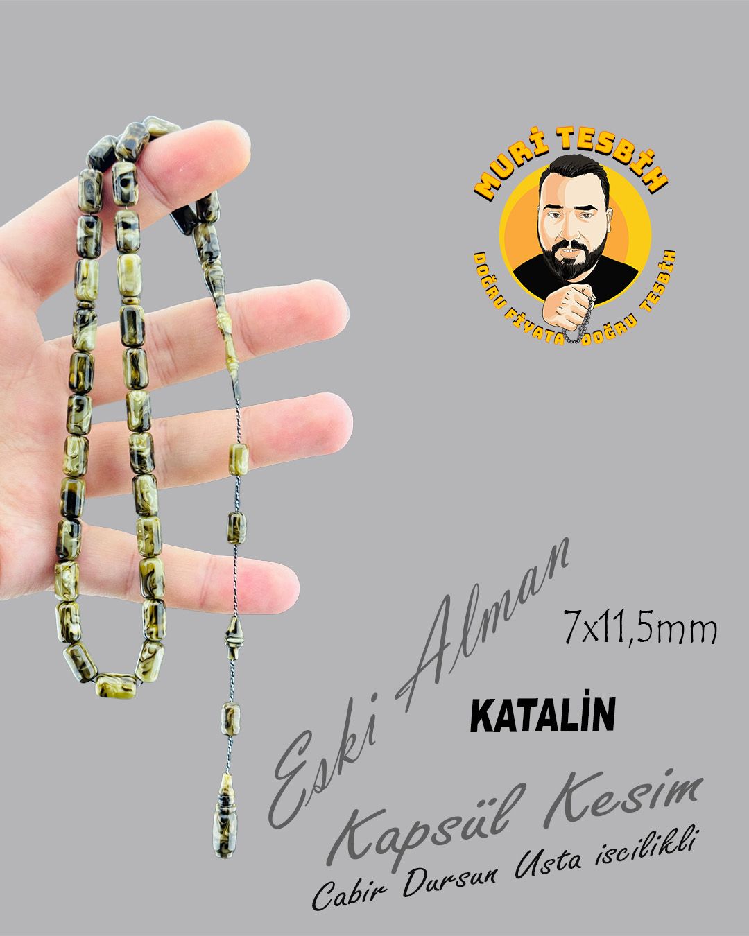 Alman Katalin Kapsül Kesim Tesbih (7x11,50mm)
