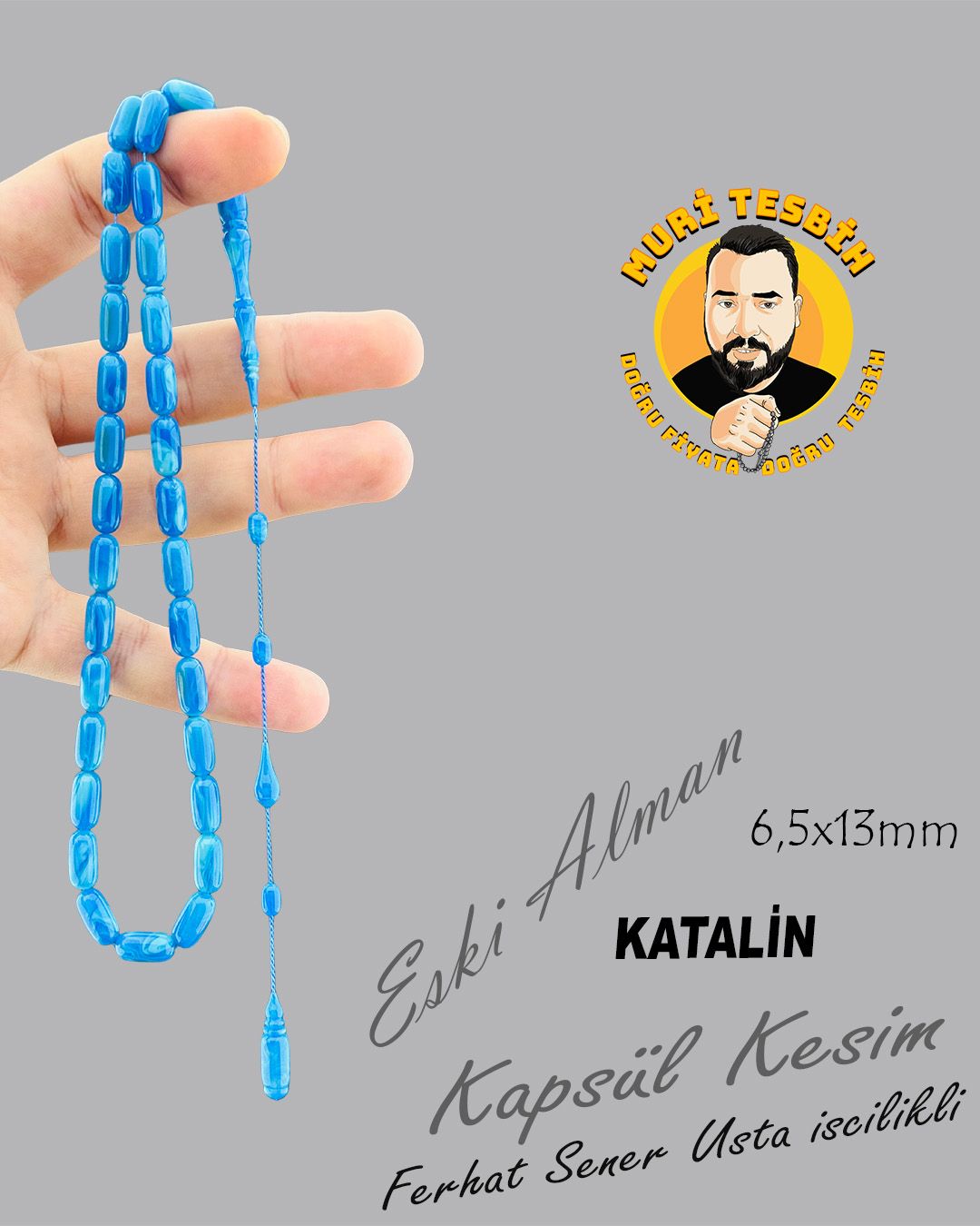 Alman Katalin Kapsül Kesim Eski Tesbih (6,50x13mm)