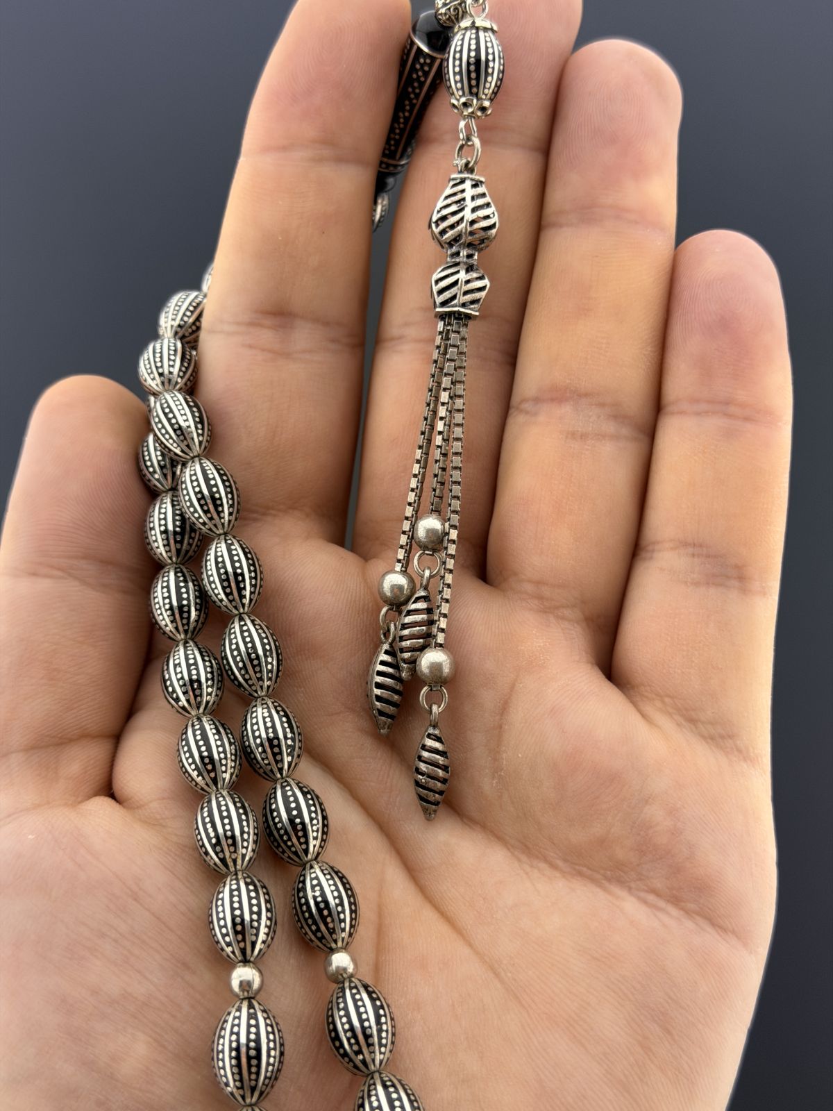 Oltu Taşı Beyzi Kesim Tesbih (8x11mm)