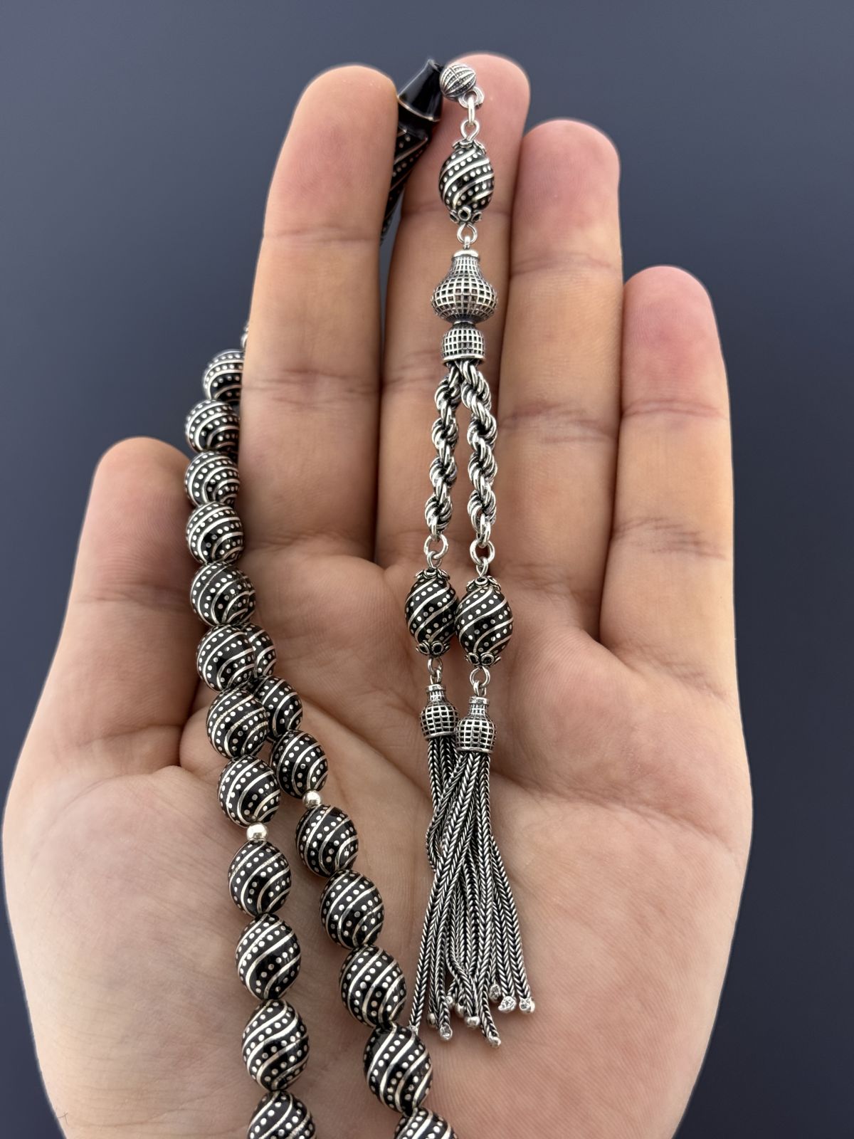 Oltu Taşı Beyzi Kesim Tesbih (8,5x11,5mm)