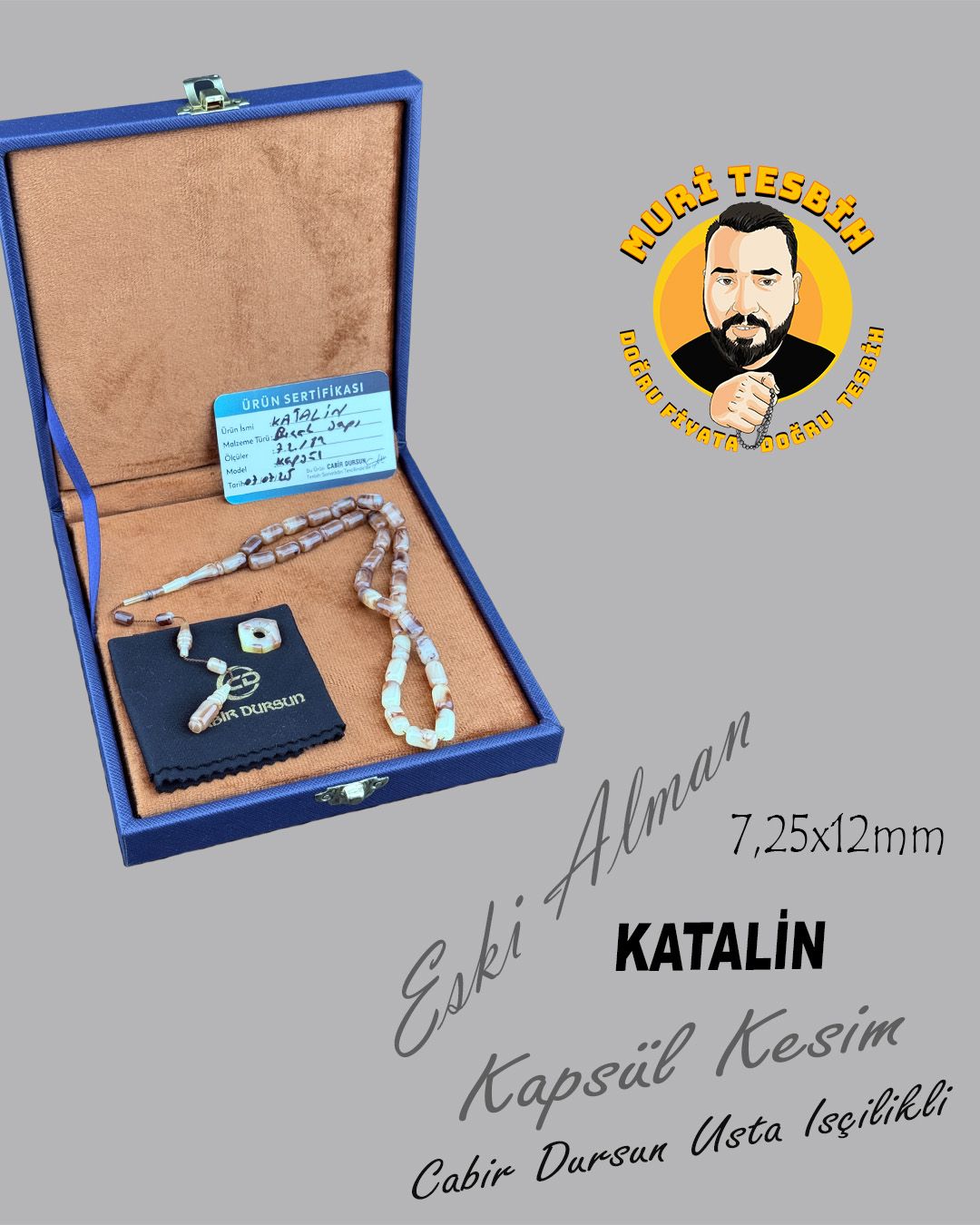Alman Katalin Kapsül Kesim Eski Tesbih (7,25x12mm)