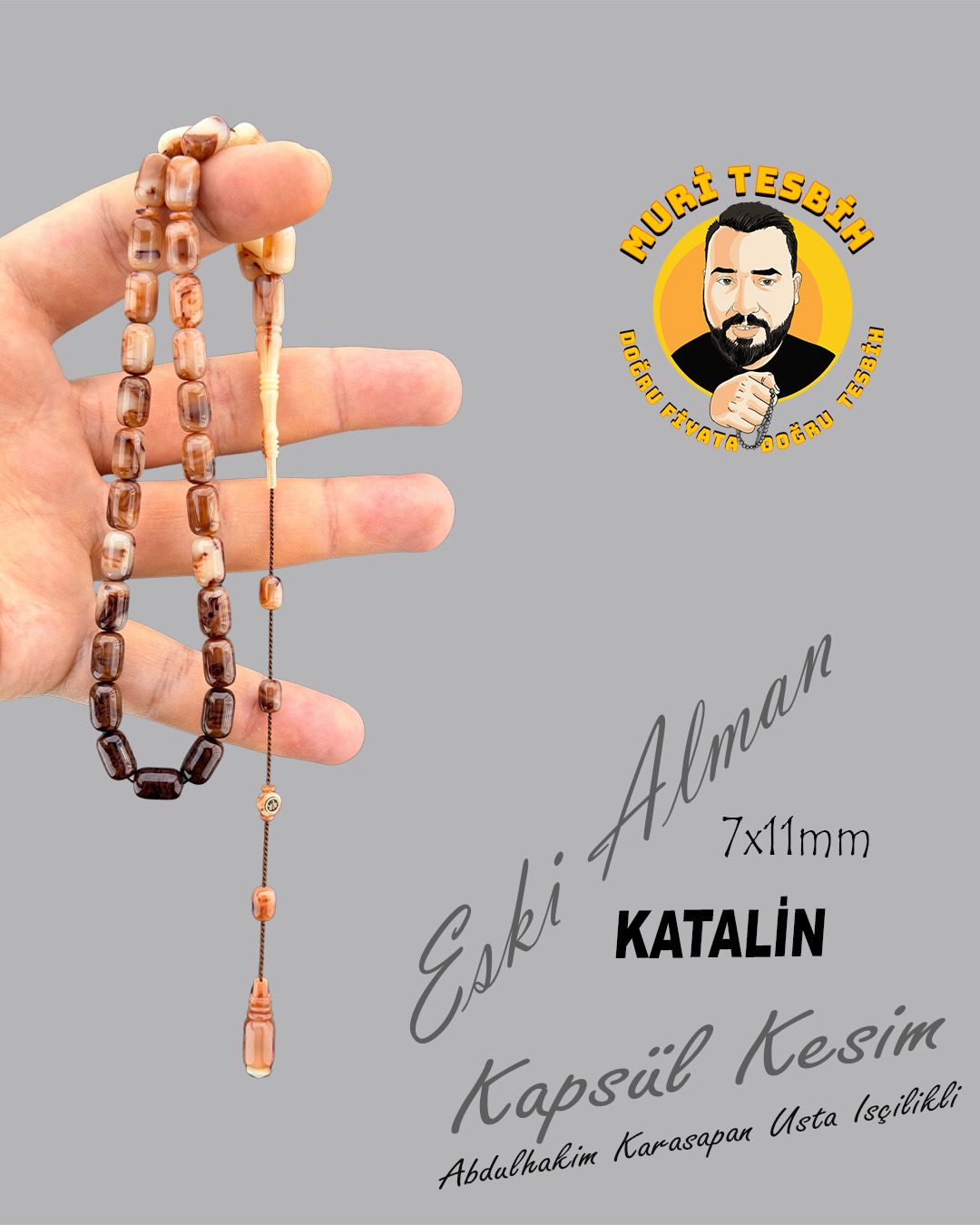 Alman Katalin Kapsül Kesim Tesbih (7x11mm)