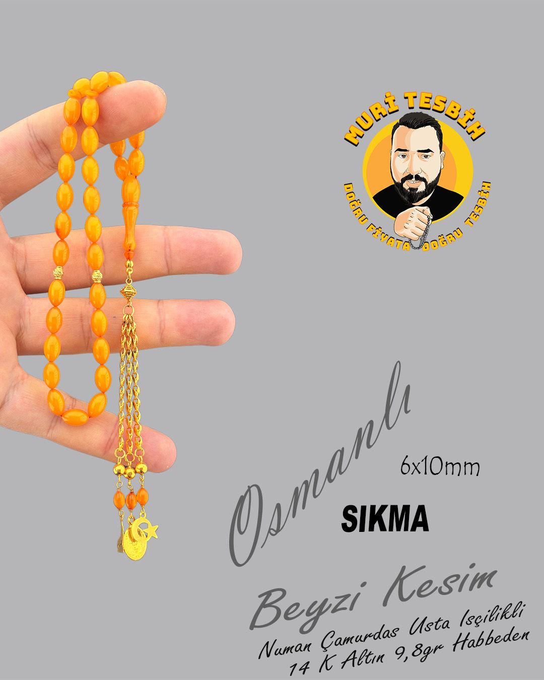Beyzi Kesim Tesbih (6x10mm)
