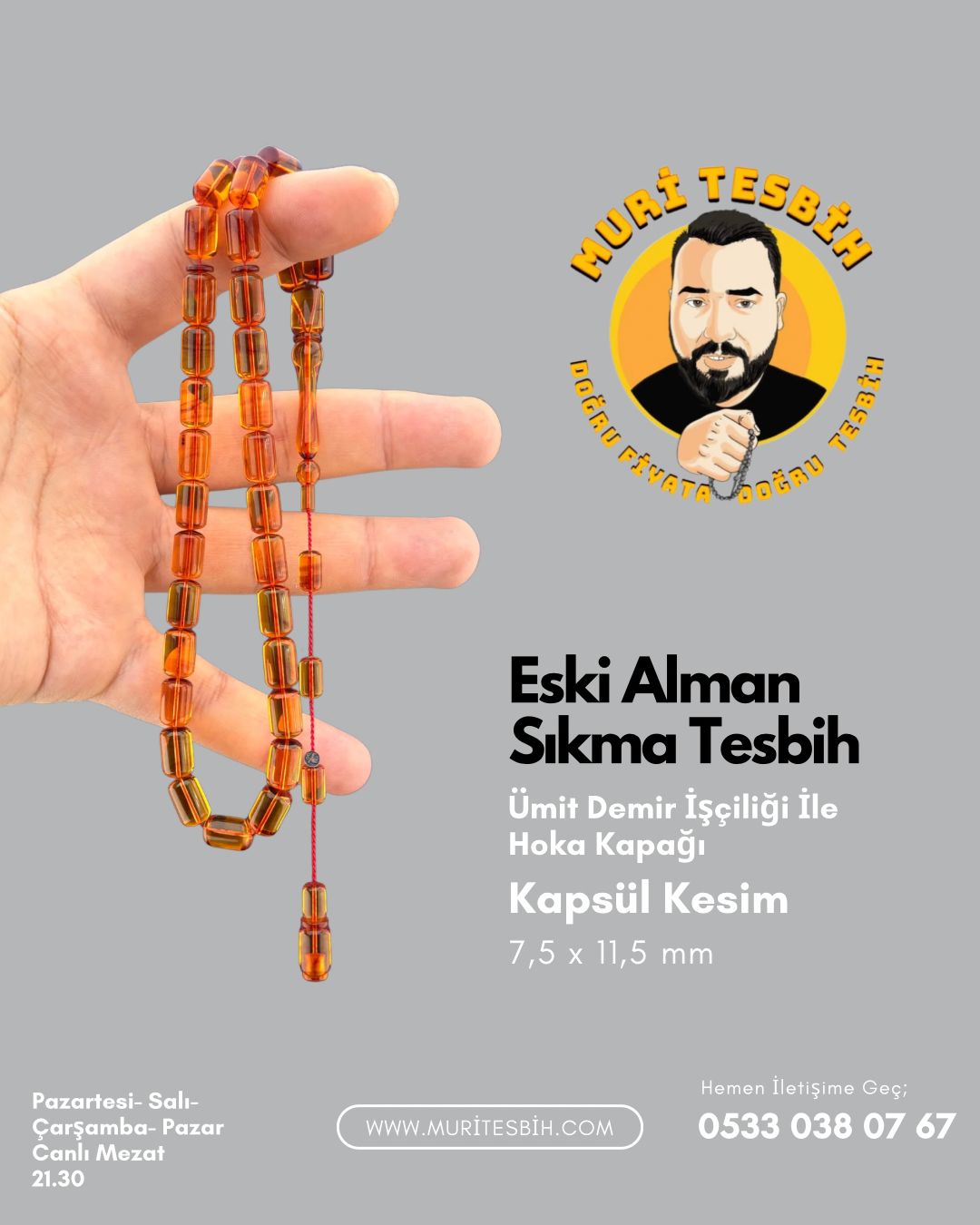 Ümit Demir Hoka Kapağı Eski Alman Sıkma Kehribar
