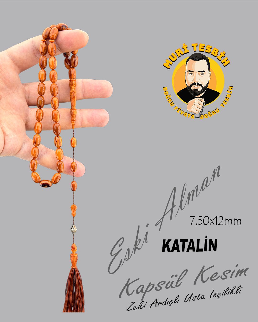 Alman Katalin Kapsül Kesim Tesbih (7,50x12mm)