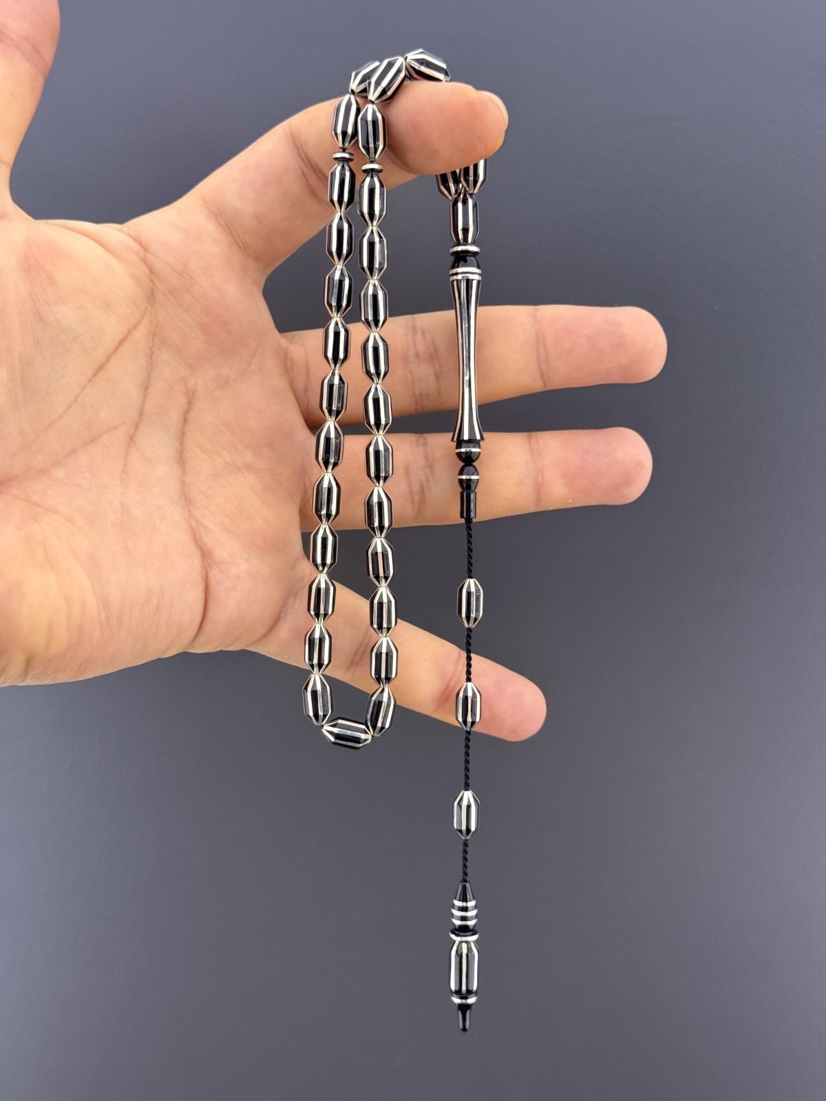 Oltu Taşı Kapsül Kesim Tesbih (6x11mm)