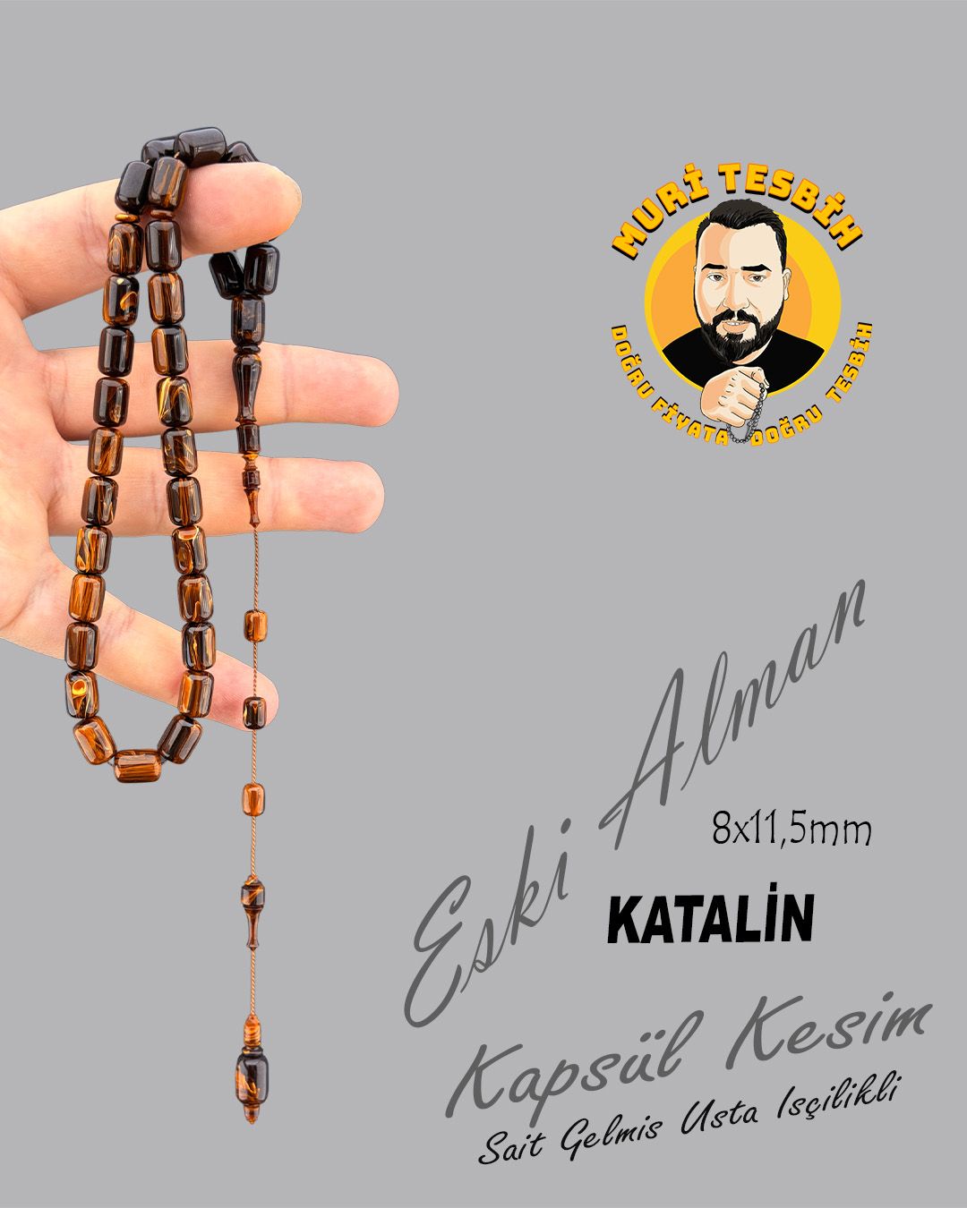 Alman Katalin Kapsül Kesim Eski Tesbih (8x11,5mm)