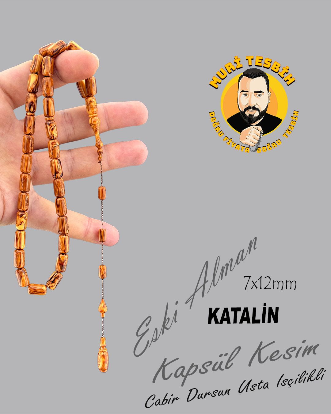 Alman Katalin Kapsül Kesim Eski Tesbih (7,00x12mm)