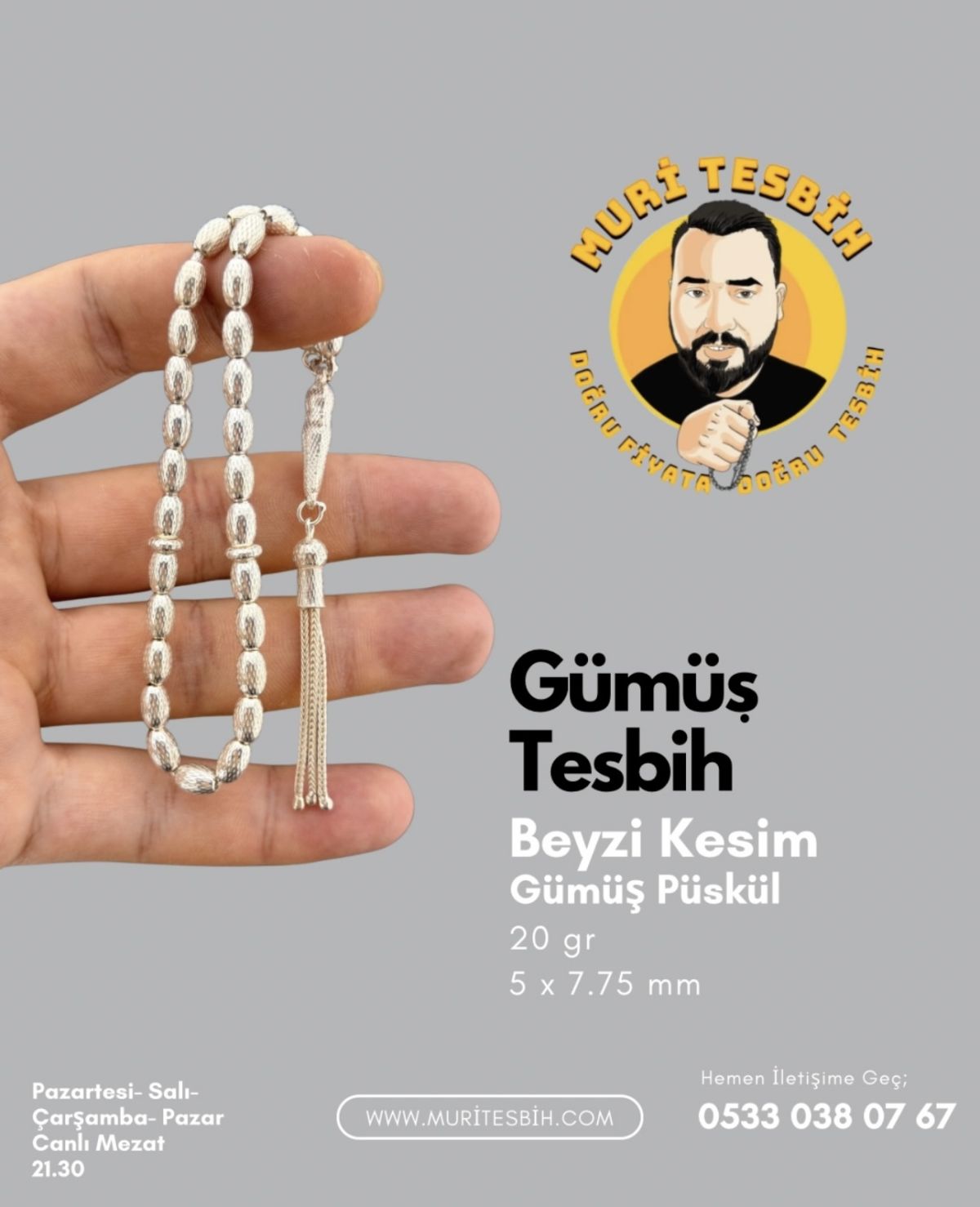 20 Gr Gümüş Tesbih