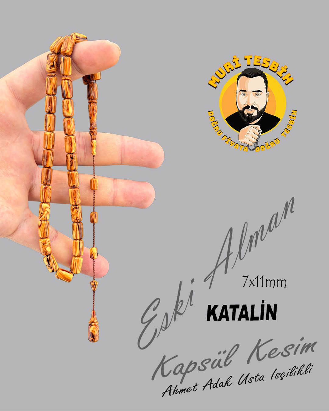 Alman Katalin Kapsül Kesim Eski Tesbih (7x11mm)