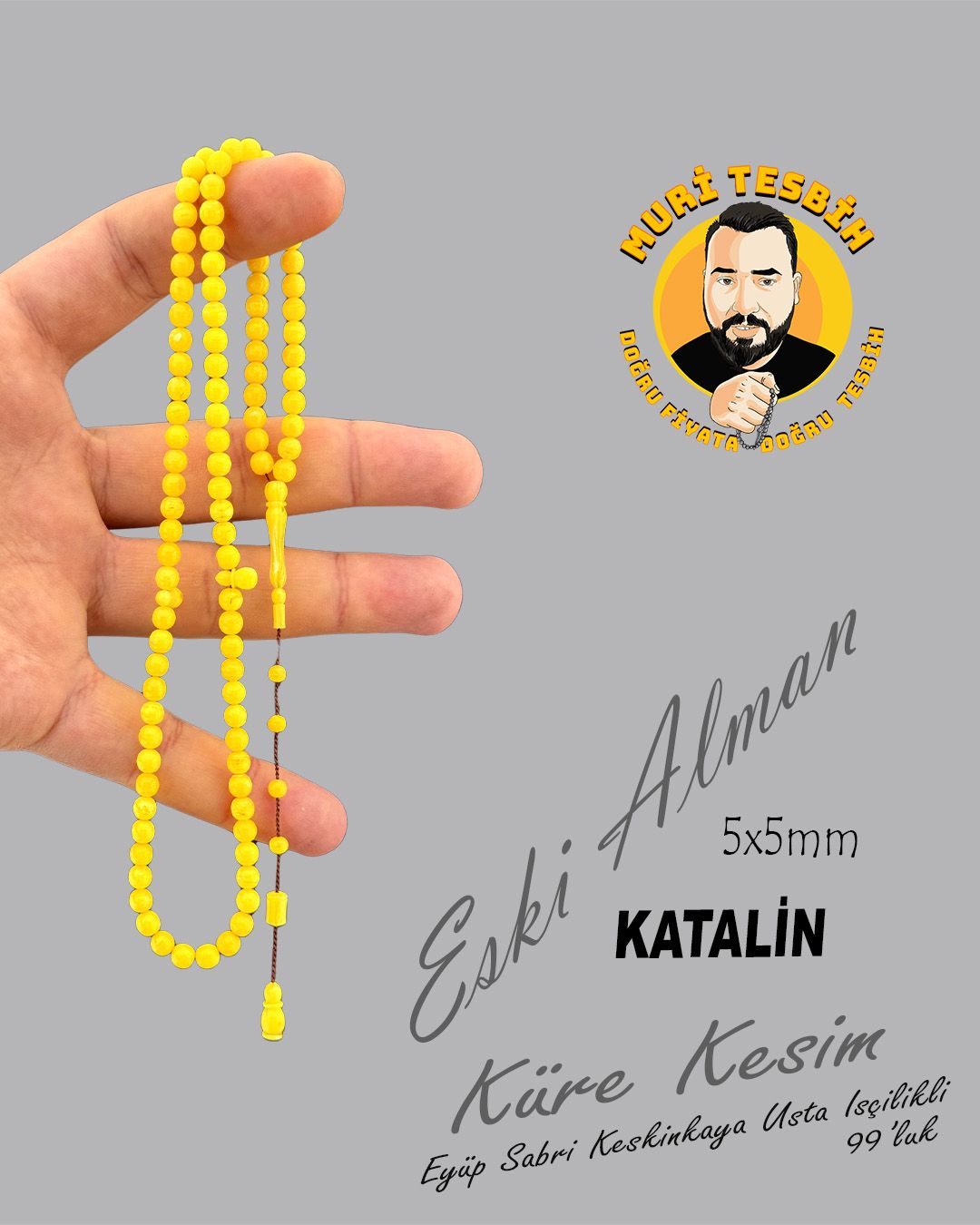 Alman Katalin Küre Kesim Tesbih (5x5mm)