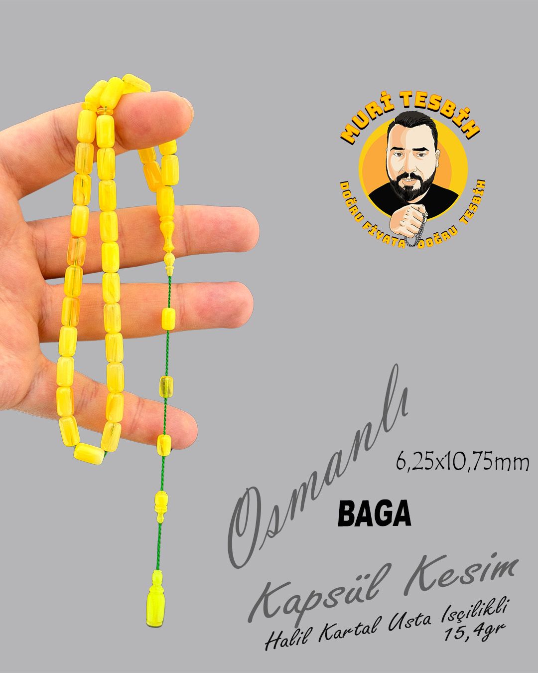 Kapsül Kesim Eski Tesbih (6,25x10,75mm)