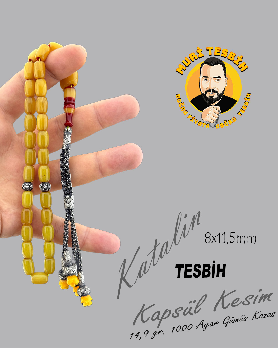 14,9 GR 1000 AYAR GÜMÜŞ KAZAS KATALİN KAPSÜL KESİM 8X11,50