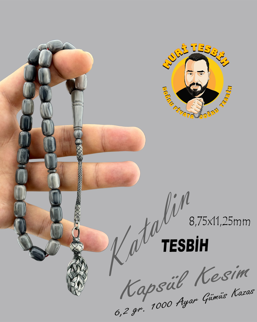 6,2 GR 1000 AYAR GÜMÜŞ KAZAS KATALİN KAPSÜL KESİM 8,75X11,25