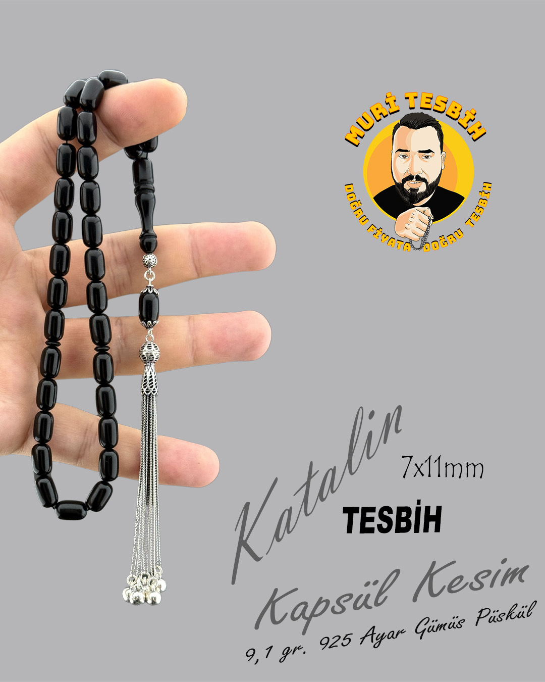 9,1 GR 925 AYAR GÜMÜŞ PÜSKÜL KATALİN KAPSÜL KESİM 7X11