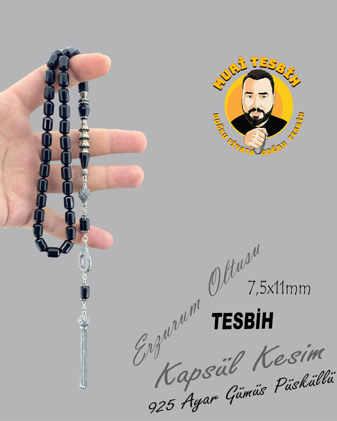 925 AYAR GÜMÜŞ PÜSKÜLLÜ NAKKAŞ İMAME ERZURUM OLTUSU KAPSÜL KESİM 7,50X11