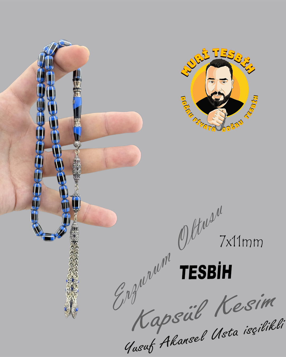GÜMÜŞ İŞLEMELİ VE PÜSKÜLLÜ YUSUF AKANSEL OLTU KAPSÜL KESİM 7X11