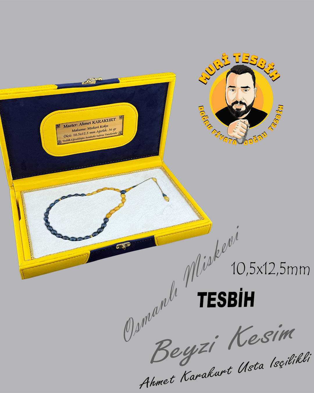 36 GR KOLYEDEN OSMANLI MİSKEVİ BAĞA AHMET KARAKURT BEYZİ KESİM 10,5X12,5mm
