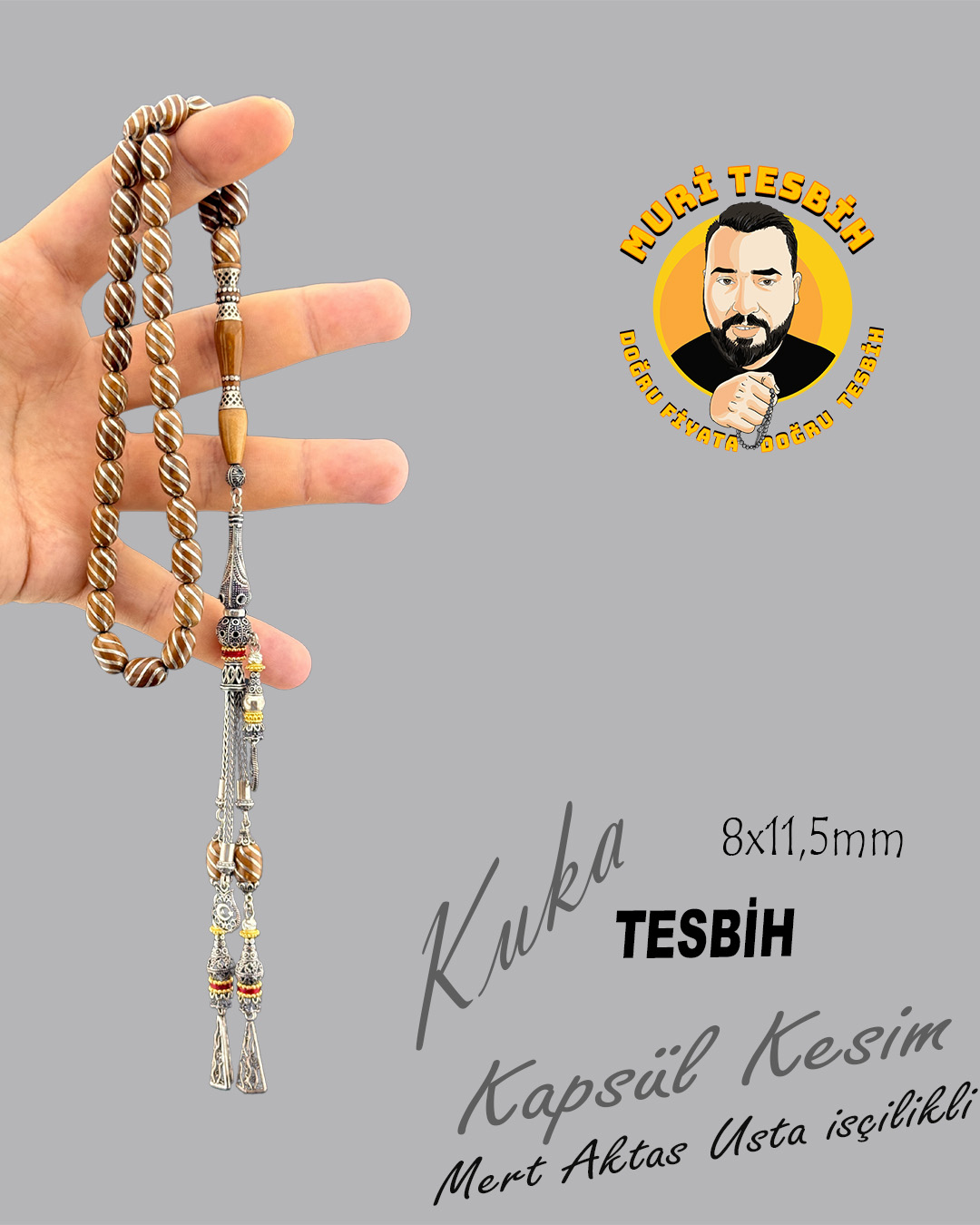 GÜMÜŞ İŞLEMELİ VE PÜSKÜLLÜ MERT AKTAŞ KUKA KAPSÜL KESİM 8X11,50